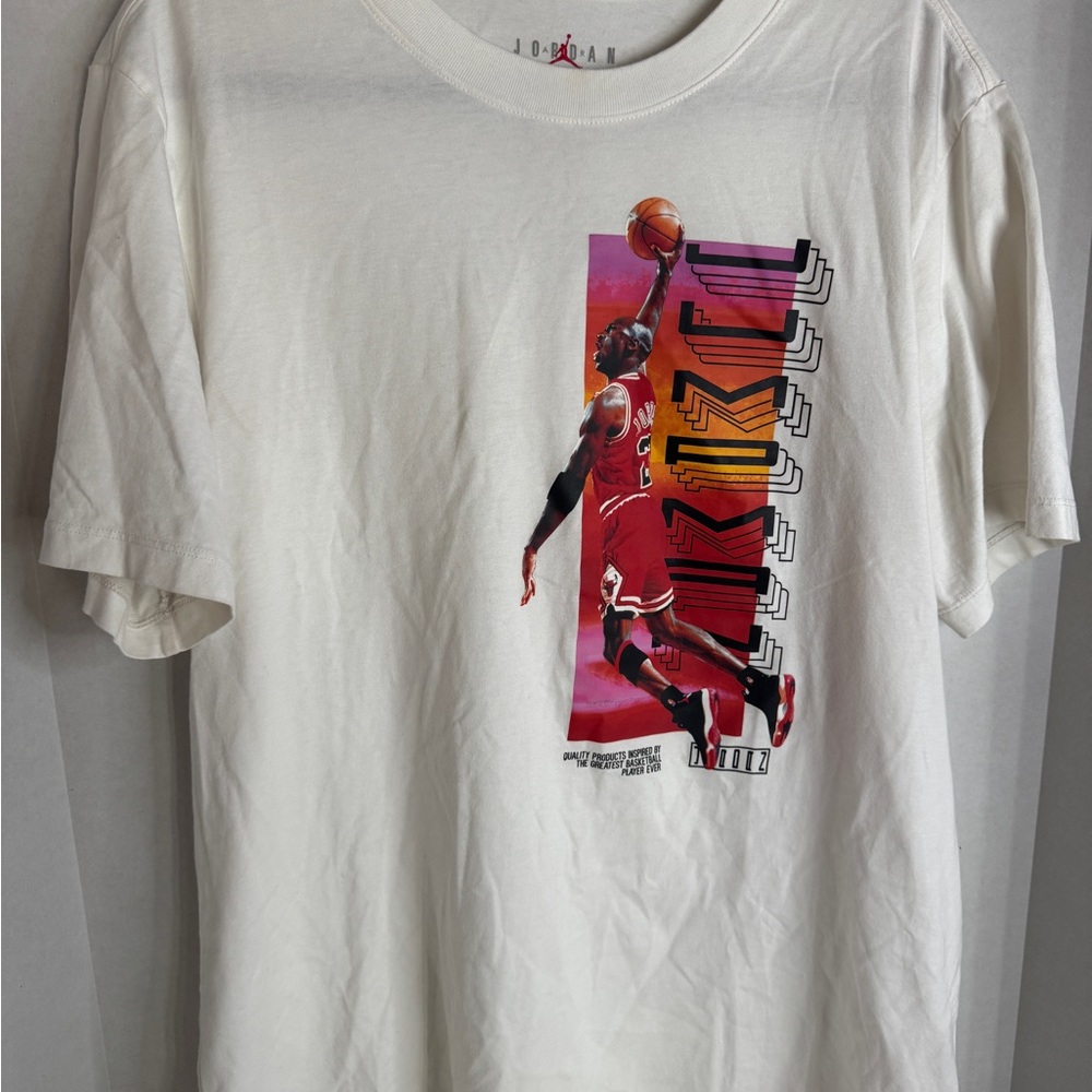 Jordan Jump Man White Tee with Dunk Image Logo